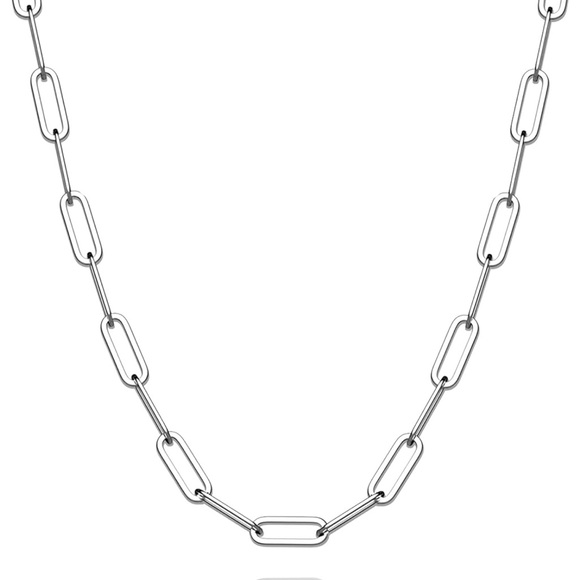 Solid 925 Sterling Silver 5mm 22” Paperclip Chain Necklace ~ Unisex Mens Womens